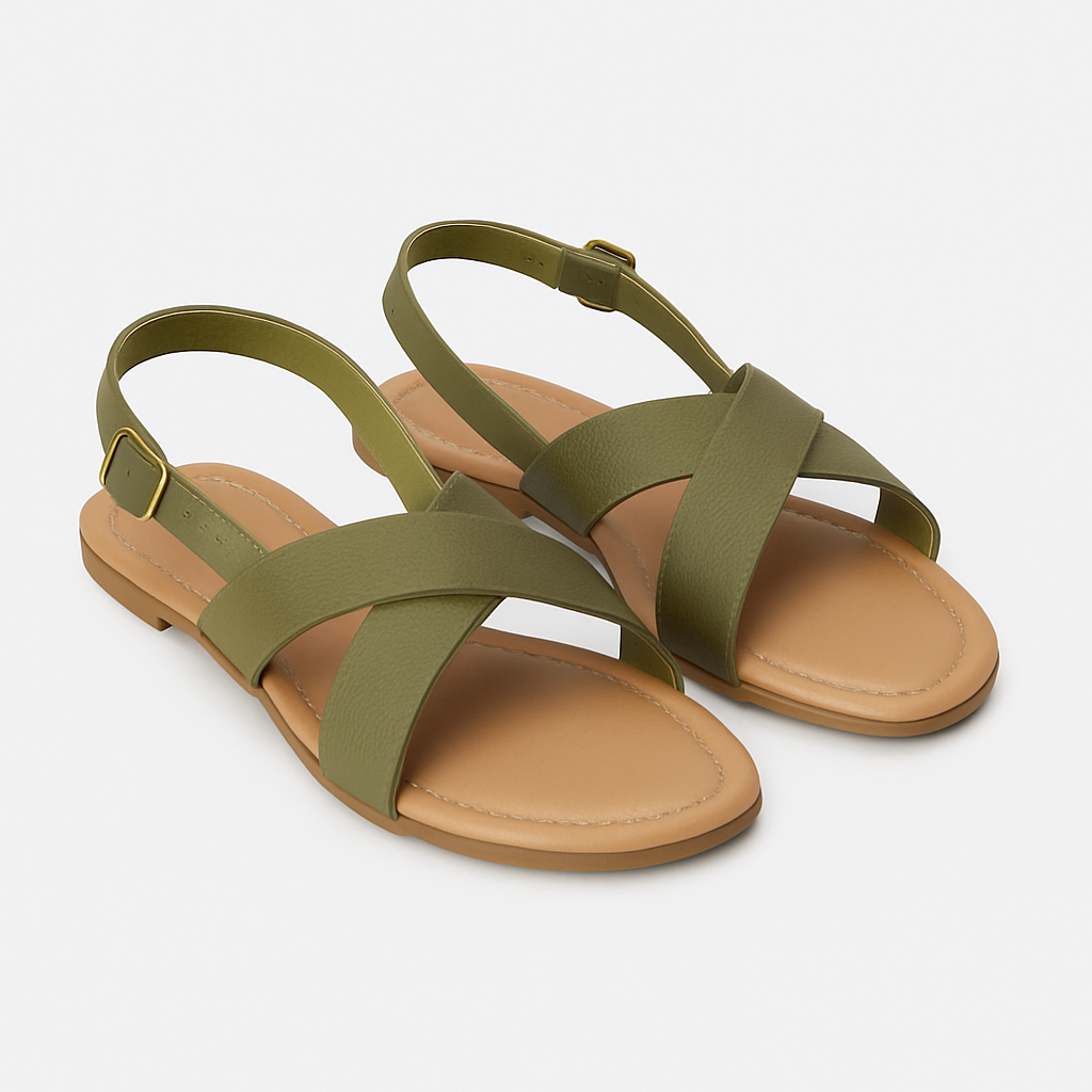 Olive Flat Sandals